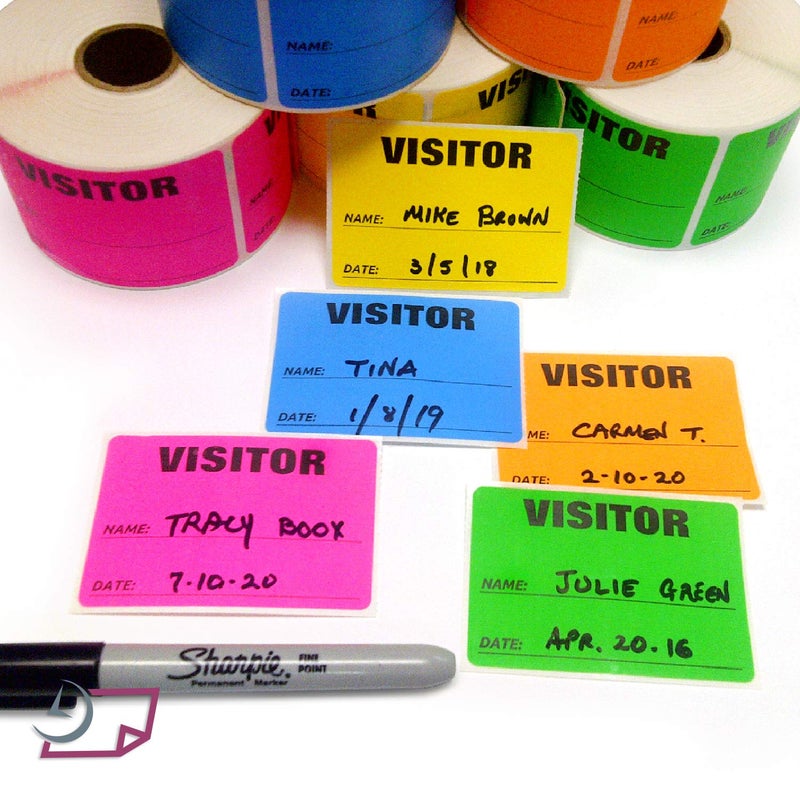 NextDayLabels - 3 x 2 Visitor Labels Pass, ID Labels and Safety Identification Badge Stickers 500 Per Roll (Fluorescent Pink) - Image 3